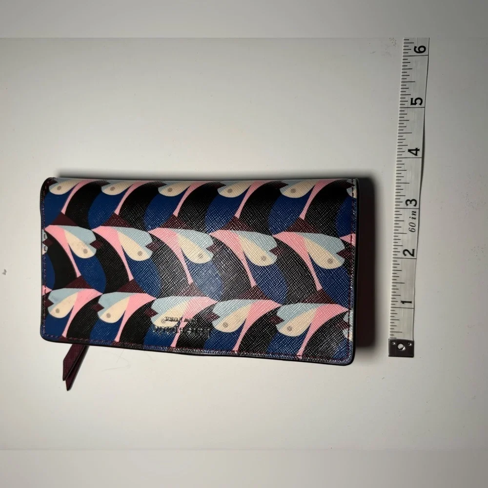 Kate Spade Cameron Geo Birds Large Slim Bifold Wallet